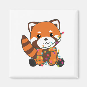 Imán Panda Rojo Navidades Nieve Animales De Invierno Pa