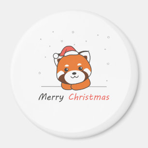 Imán Panda Rojo Navidades Nieve Animales De Invierno Pa