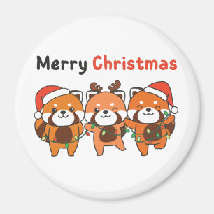 Imán Panda Rojo Navidades Pandas Rojos Feliz Navidad