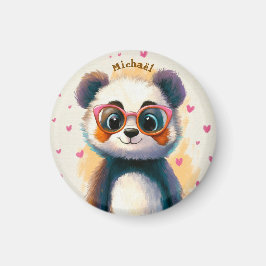 Imán Panda Valentine's Day Heart Badge Kids School