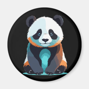 Imán Panda Vector Art con colores vibrantes