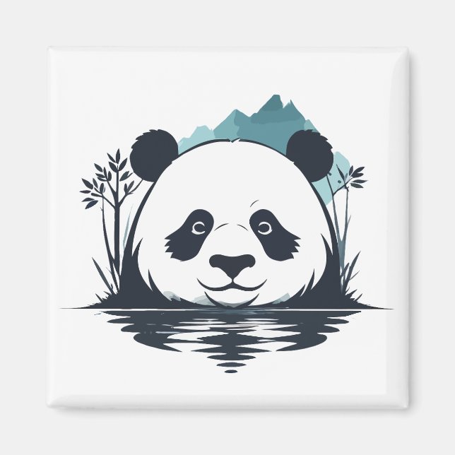 Imán Panda Vector Arte Animal Moderno Ciudad Urbana Grá (Frente)