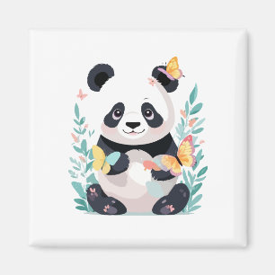 Imán Panda Vector Pintura Adorable Fun Animal Jugando