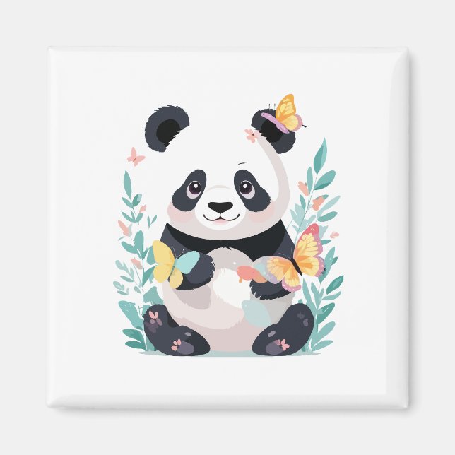 Imán Panda Vector Pintura Adorable Fun Animal Jugando (Frente)