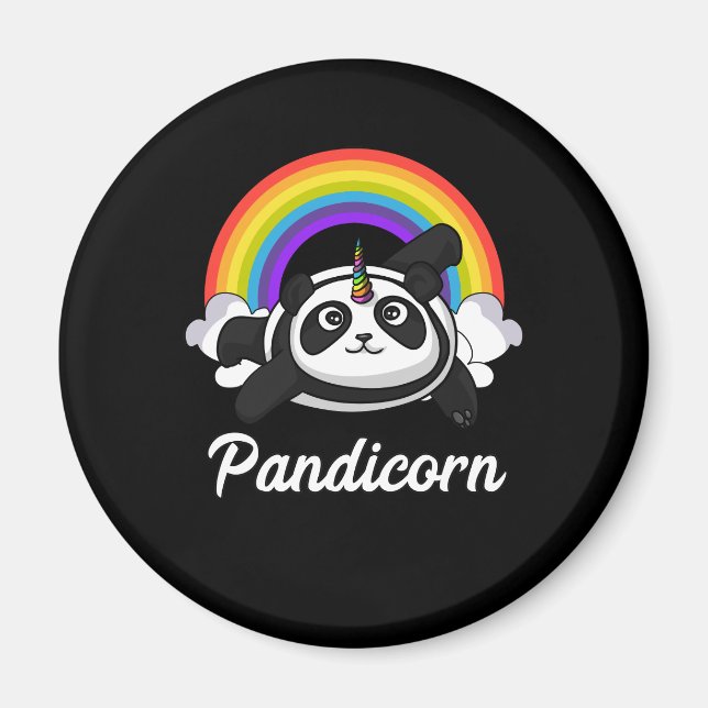 Imán Pandicorn Panda Bear Unicornio Arcoiris mágico (Frente)