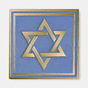 Imán Panel de arte de la estrella azul de oro de David