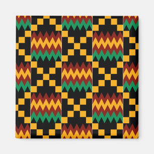 Imán Paño negro, verde, rojo, y amarillo de Kente