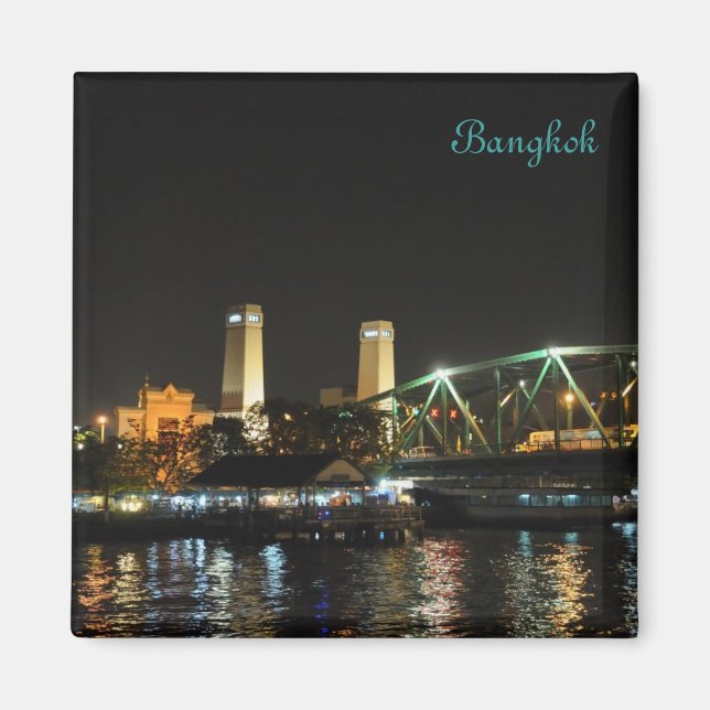 Imán Panorama de Bangkok de noche (Frente)