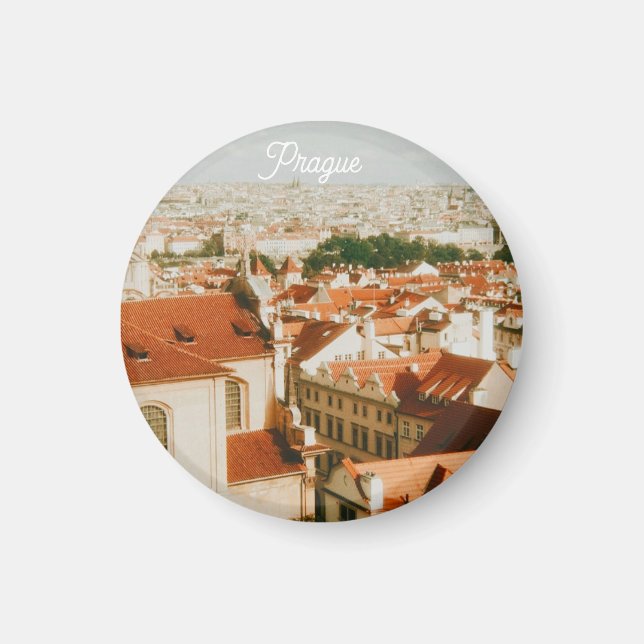 Imán Panorama de la ciudad de Praga como recuerdo (Frente)