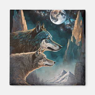Imán Panorama de la fantasía de los lobos de la luna ll