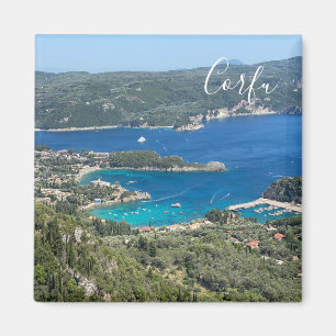 Imán Panorama de la isla de Corfú viaje