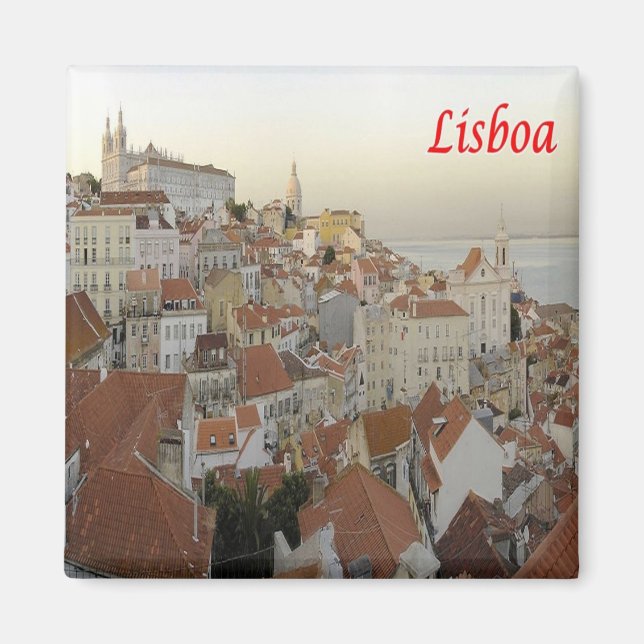 Imán panorama de LISBOA zPT017, Portugal, Europa, Fridg (Frente)