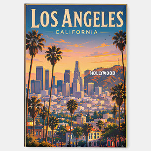 Imán Panorama de Los Ángeles y Colinas de Hollywood Ret