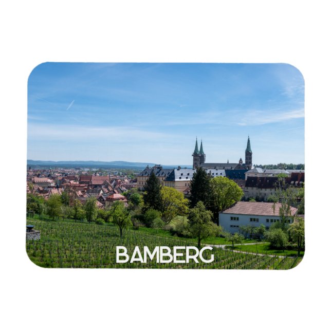 Imán Panorama del casco antiguo de Bamberg, Alemania (Horizontal)