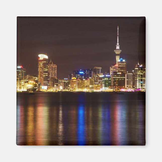 Imán Panorama nocturno de Auckland (Frente)