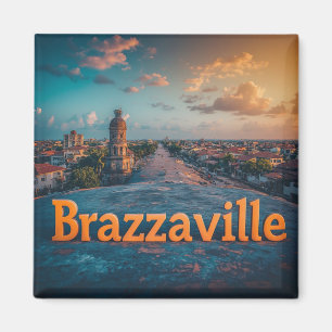 Imán Panorama urbano de la ciudad de Brazzaville al ata