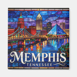 Imán Panorama urbano de Memphis junto al río Mississipp