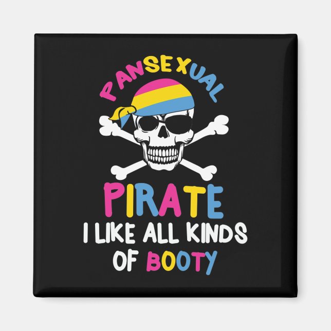Imán Pansexual Pirate Booty Regalo del Orgullo LGBTQ (Frente)