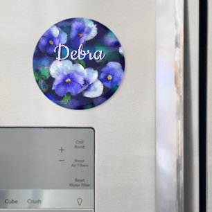 Imán Pansias azules Pansy Flor Floral personalizada