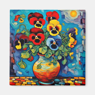 Imán Pansies mixtos en jarrón
