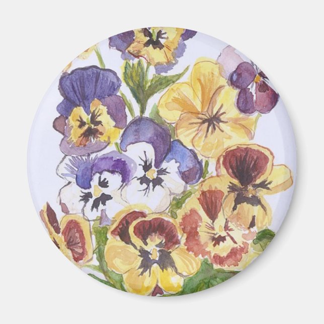 Imán Pansies Round Magnet (Frente)