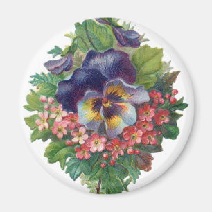Imán Pansy Púrpura Victoriano Bouquet para el Día de la