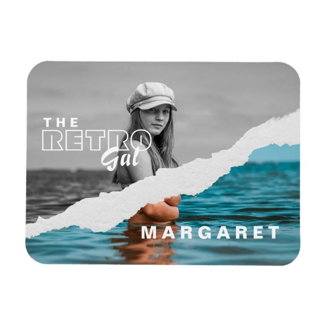 Imán Pantalla retro de fotografía retratada en blanco y (Horizontal)