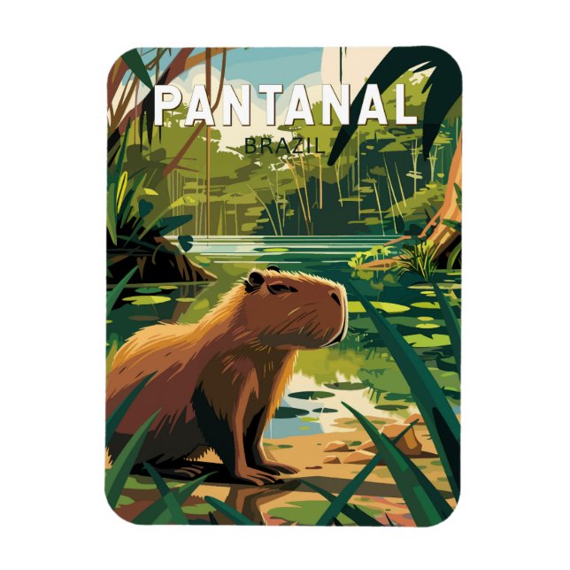 Imán Pantanal Brasil Capybara Viaje de arte (Vertical)