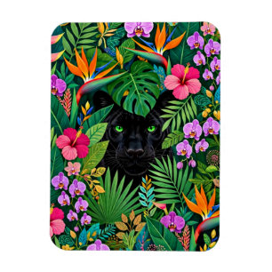 Imán Pantera Negra Flores de la Jungla y Follaje Tropic