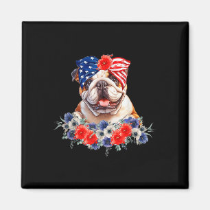 Imán Pañuelo de perro Bulldog Bandera Americana 4 de ju