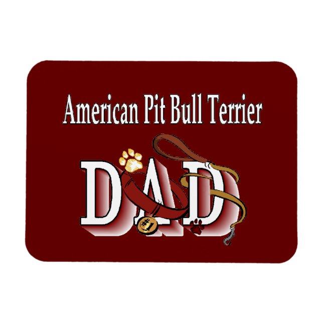 Imán Papa americano del perro de Pit Bull Terrier (Horizontal)