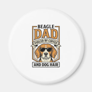 Imán Papá Beagle Impulsado por Camiseta de Café y Pelo