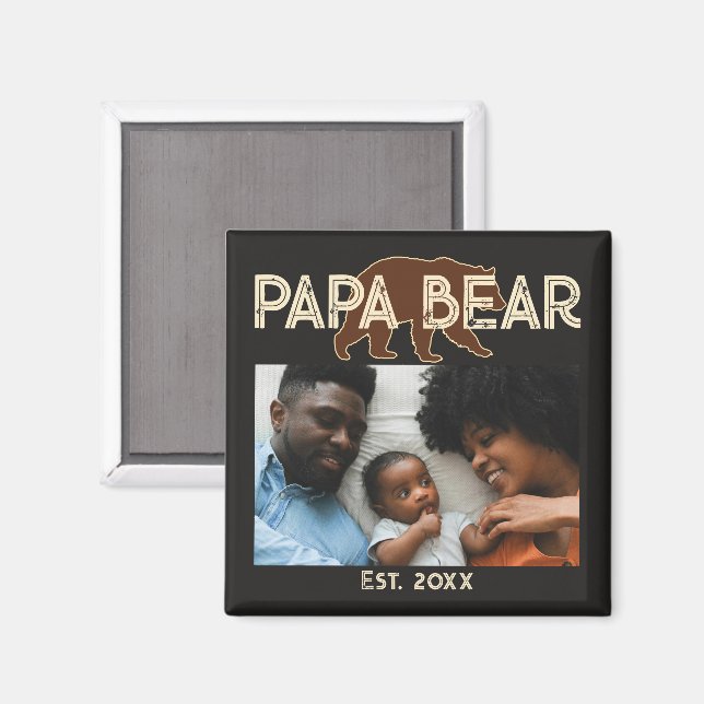 Imán Papa Bear Father Year Established Photo Black (Anverso/Reverso)