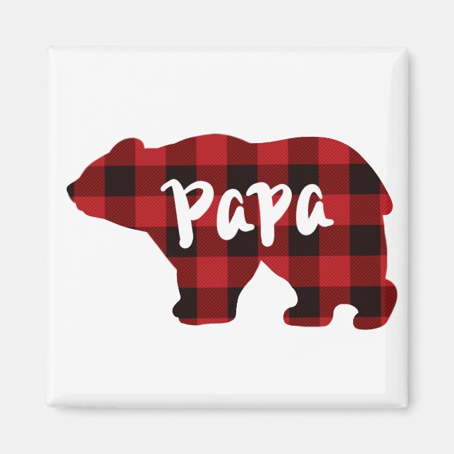 Imán Papa Bear - Funda de búfalo roja y negra (Frente)
