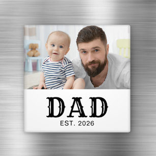 Imán Papá Establecido Foto Texto Negro Día del Padre