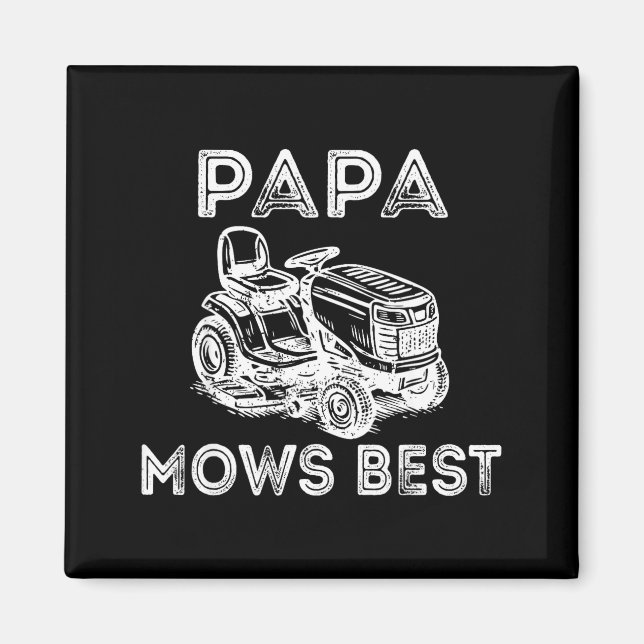 Imán Papa Mows Funny Lawn Mower Father's Day Grandpa  (Frente)
