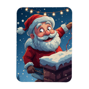 Imán Papá Noel asomándose desde la chimenea en una Navi