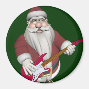 Imán Papá Noel con guitarra eléctrica roja