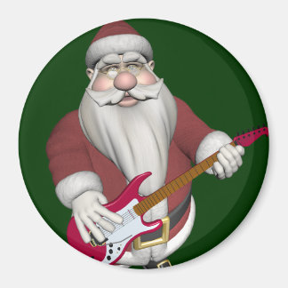 Imán Papá Noel con guitarra eléctrica roja