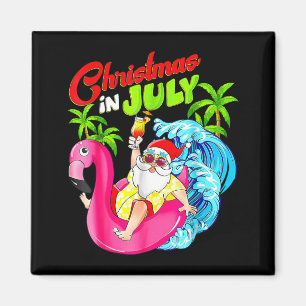 Imán Papá Noel de Navidad de Verano Flamingo Hawaiano P