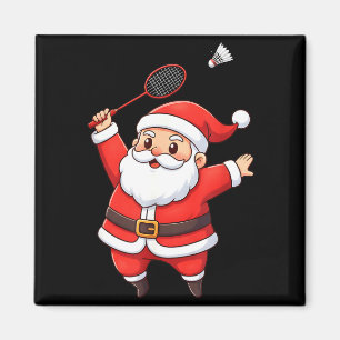 Imán Papá Noel de Navidad jugando bádminton Cute Regalo