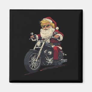 Imán Papá Noel divertido en moto de Donald Trump
