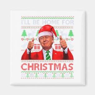 Imán Papá Noel Divertido Trump Estaré En Casa Para Navi