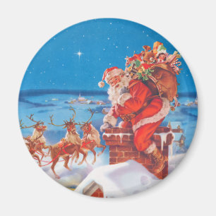 Imán Papá Noel En La Azotea Con Sus Renos