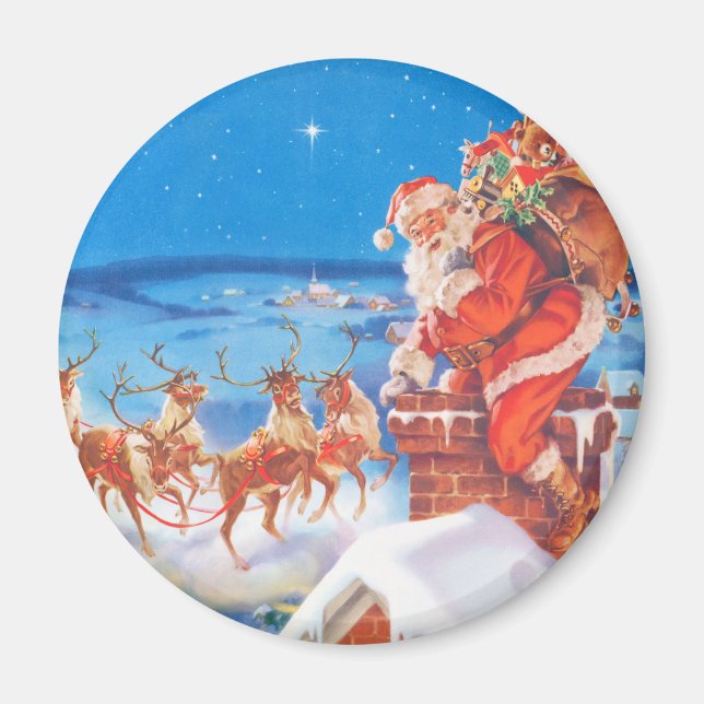 Imán Papá Noel En La Azotea De Los Navidades (Frente)
