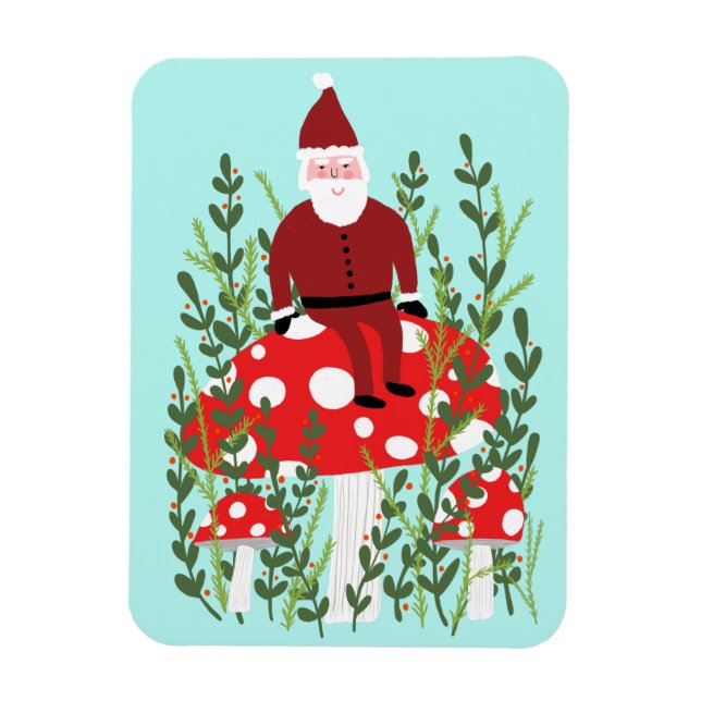 Imán Papá Noel en mágicas navidades de hongos (Vertical)