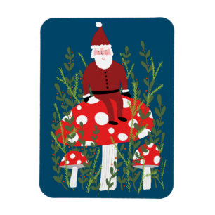 Imán Papá Noel en mágicas navidades de hongos