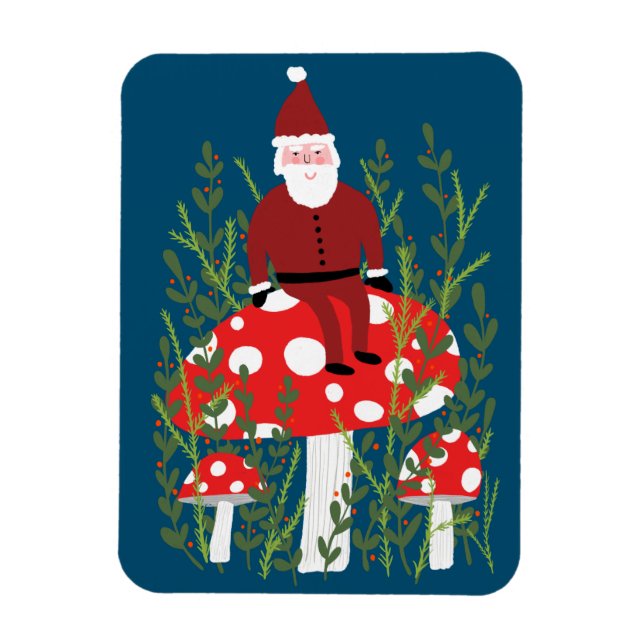 Imán Papá Noel en mágicas navidades de hongos (Vertical)