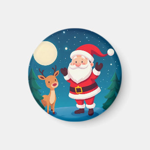 Imán Papá Noel en una escena invernal mágica
