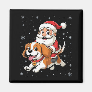 Imán Papá Noel montando Cavalier King Charles Spaniel D
